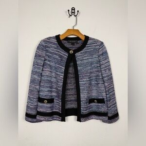 St. John Tweed Knit Jacket Purple Blue Red Black Blazer Sz 4 Made In USA